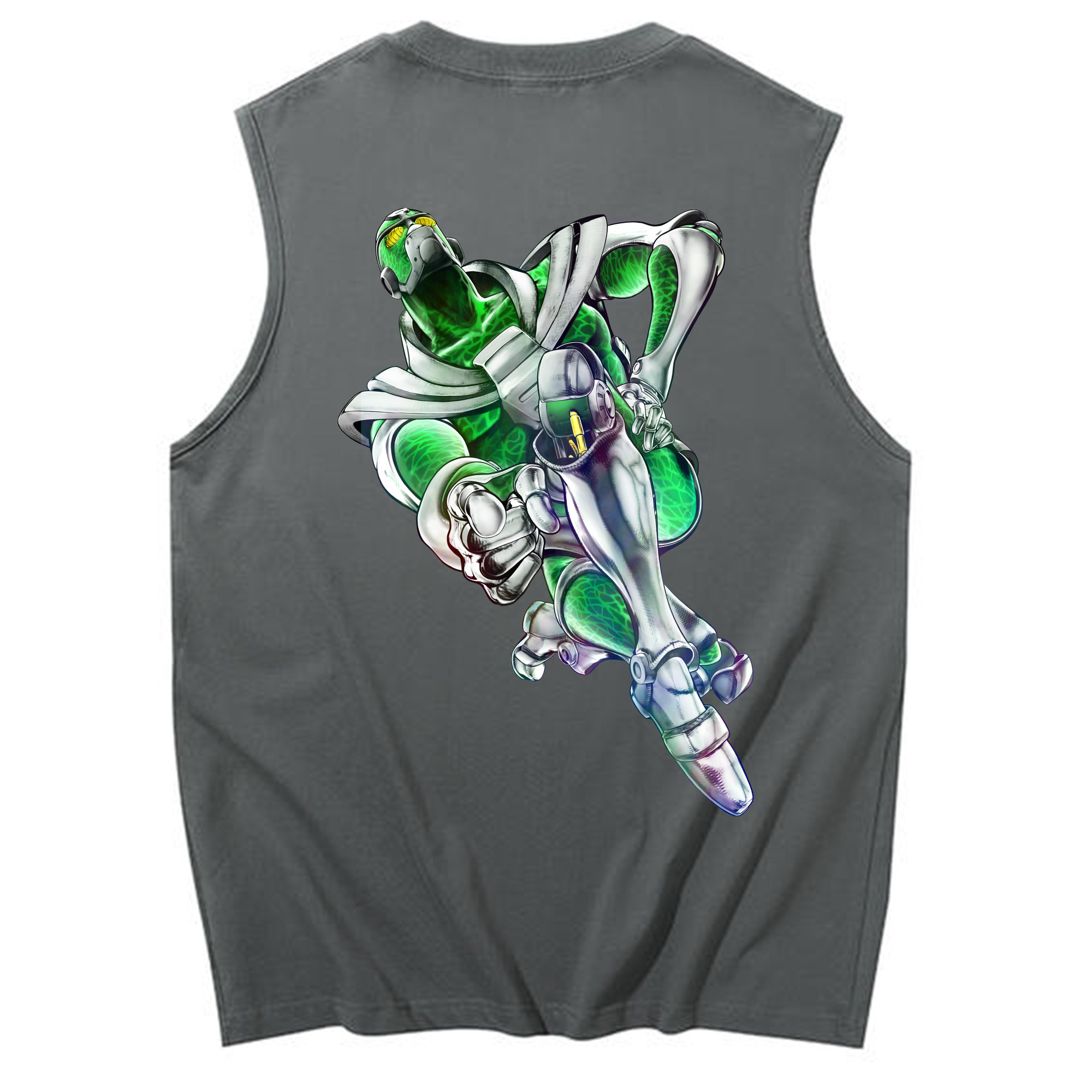 （画像用） ジョジョの奇妙な冒険 花京院 典明（かきょういん のりあき） JoJo's Bizarre Adventure Kakyoin Noriaki コットン100％タンクトップ（背面プリント）
